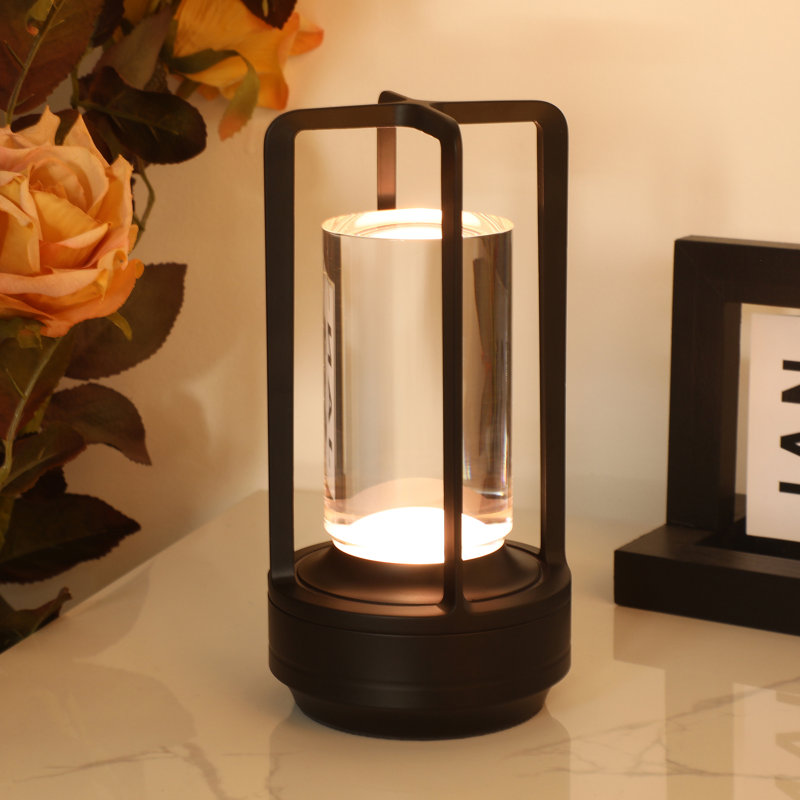 Lampe de table d'extérieur à DEL 7,08 po à piles intégrée, Noir