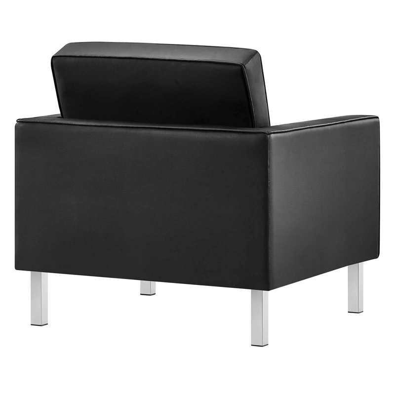 Loft Tufted Vegan Leather Armchairs -, Black Faux Leather