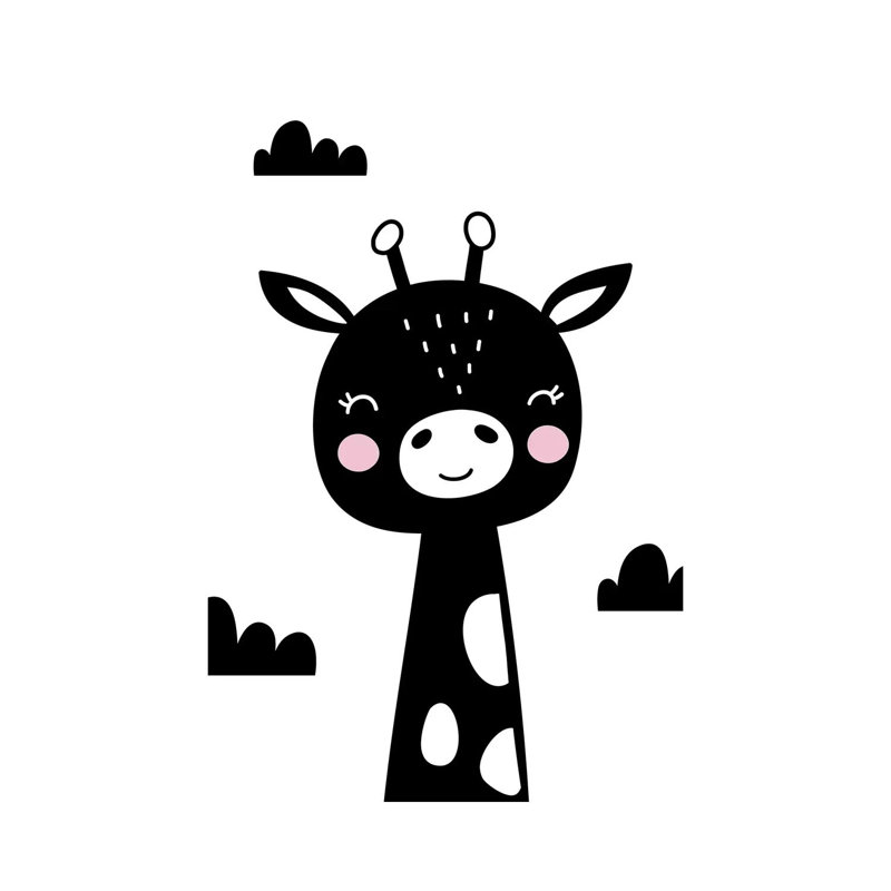 Giraffe Scandi Black - Wrapped Canvas Print, 20.32 cm H x 30.48 cm W