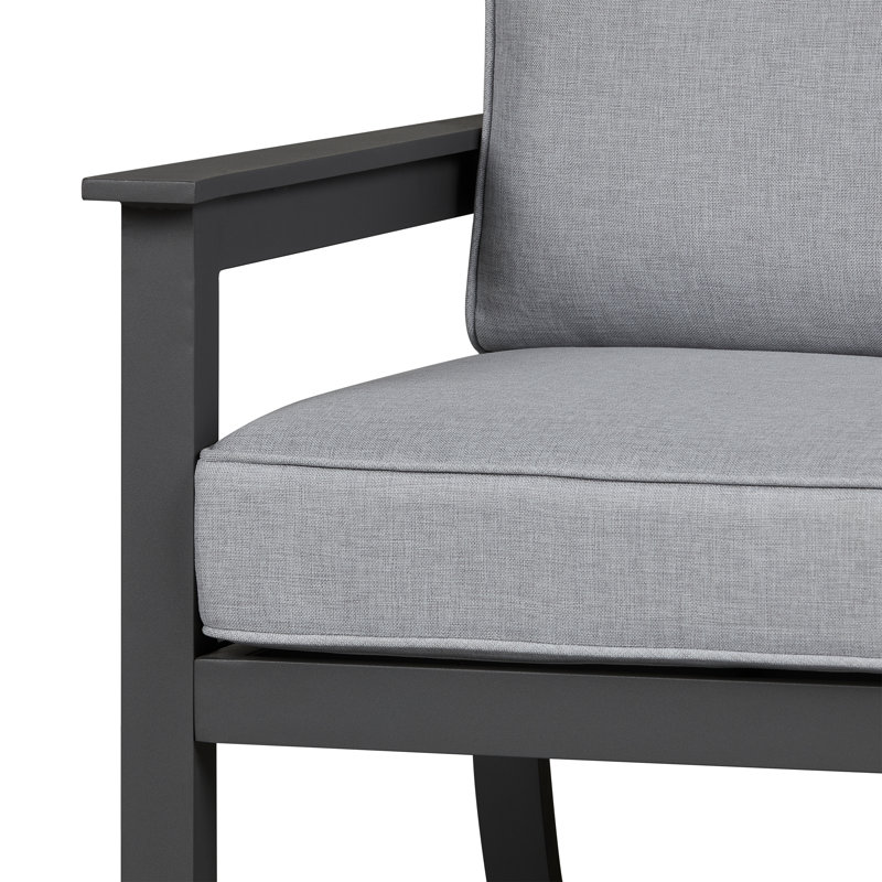 Gray Metal Outdoor Loveseat with Cushions, 55"