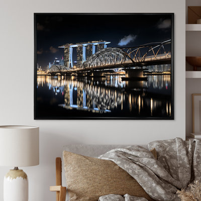 Singapour, beau, paysage urbain, noir, impression