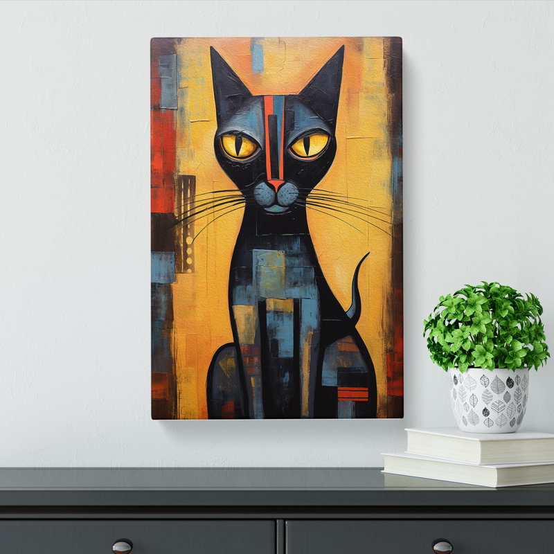 Egyptian Cat Modern Art No.3 - Wrapped Canvas, 60cm H x 40cm W x 3cm D