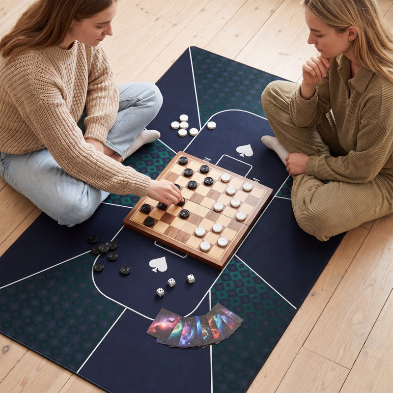 Rectangular EVA Poker Mat, No Crease Gaming Table Top Cover for 6-8 Players