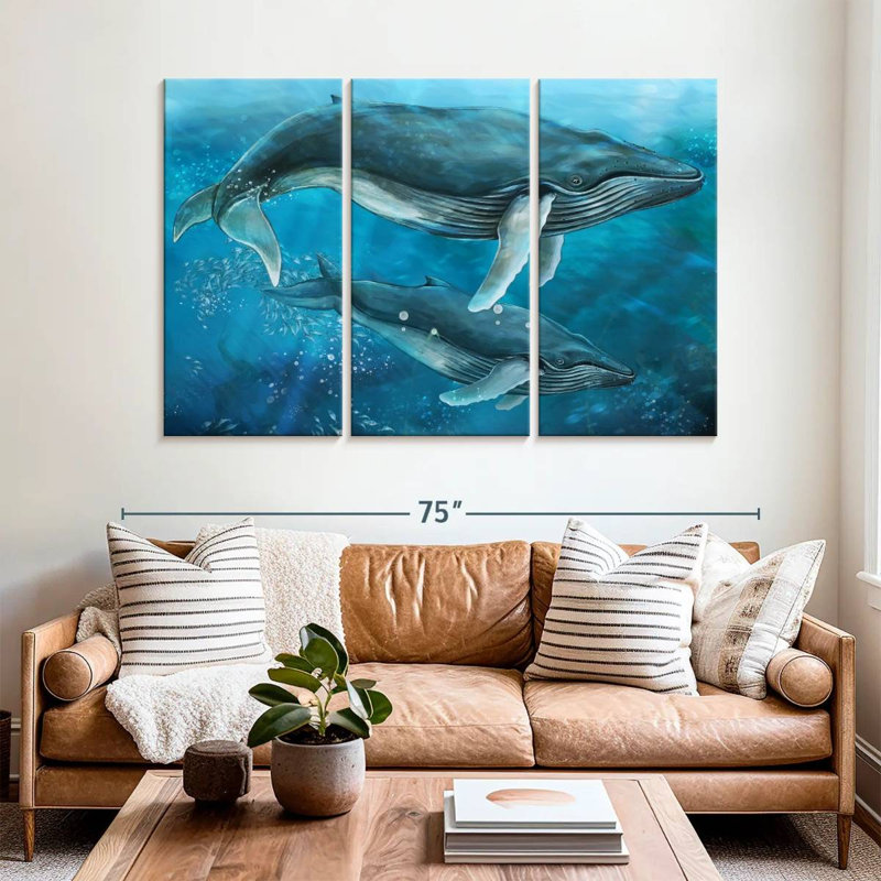 Baleines à bosse majestueuses, H 42 po x l 65 po