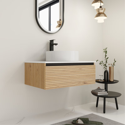 Le meuble-lavabo de 30 po est livré avec un lavabo en céramique blanc, un tiroir silencieux à fermeture en douceur, des rayures spéciales pour la période estivale, un bord de tiroir incliné non tachant de 45 po, une structure en contreplaqué doux et élégant hygiénique 2/3