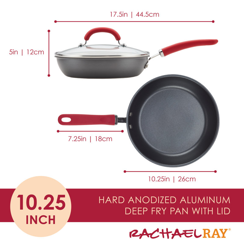 Rachael Ray Create Delicious Hard Anodized Aluminum Nonstick Deep Frying Pan, 10.25-Inch