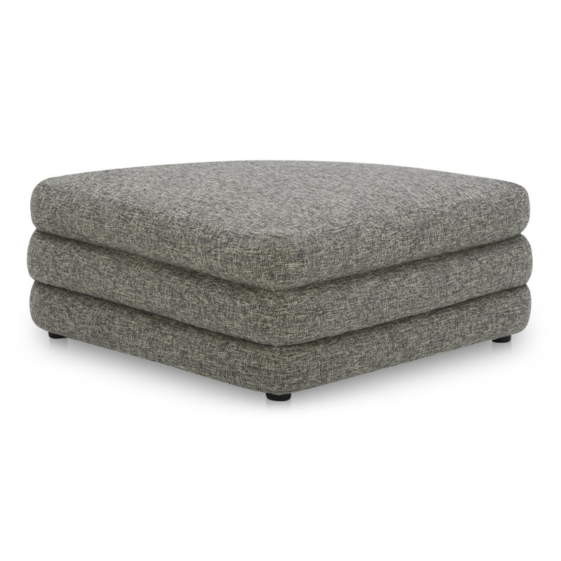 Donia Upholstered Accent Stool, Stone Tweed