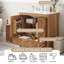 Meuble-lavabo autoportant de style ferme moderne de 76 cm (30 po), joli meuble-lavabo en bois brun avec beaucoup de rangement et lavabo en céramique blanche.