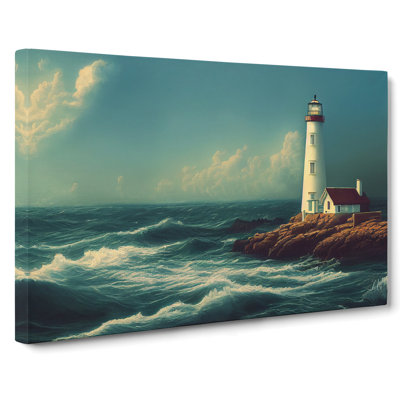 Revered Lighthouse Seascape - Wrapped Canvas