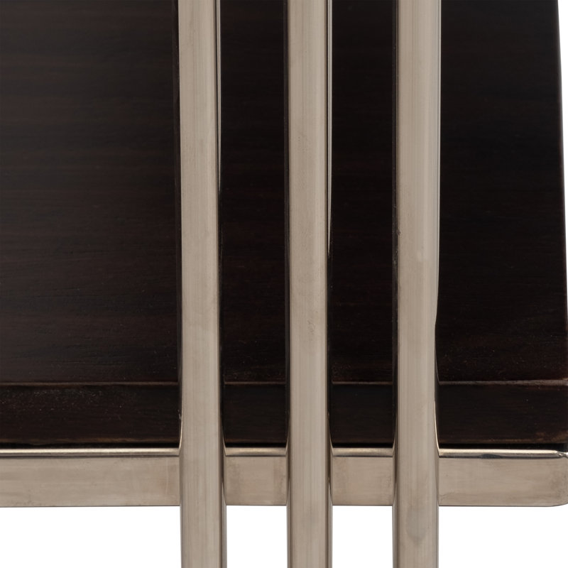 Metal and Mango Wood Three-Tier Accent Table