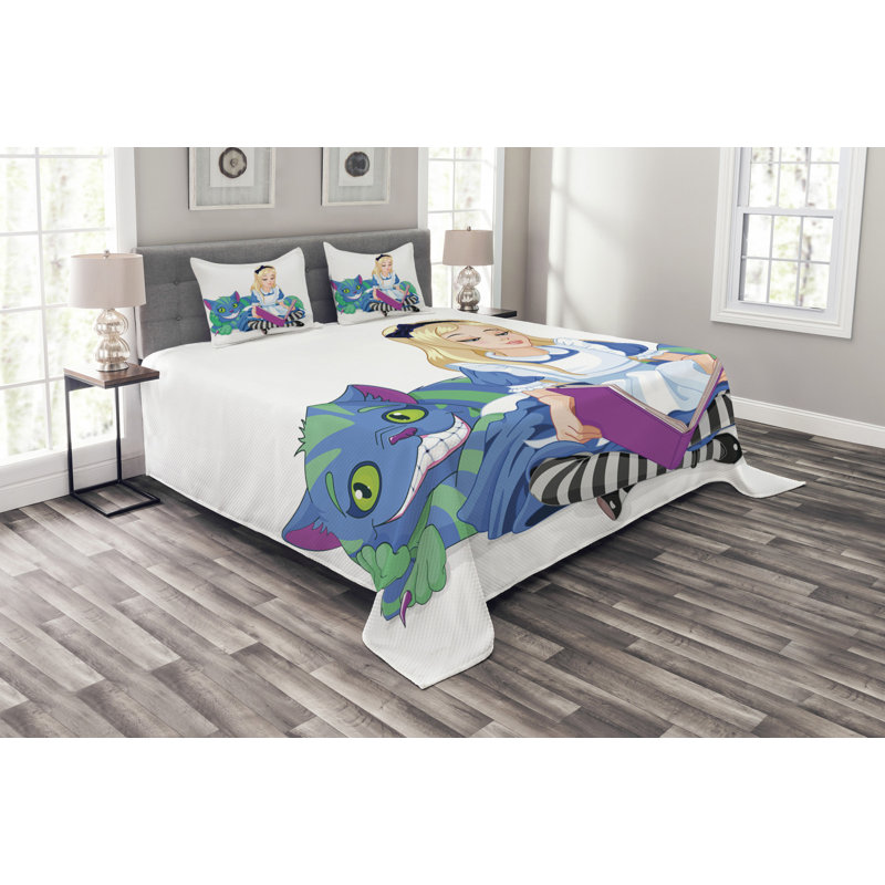 Flickinger No Pattern Bedspread with Pillow Shams Included, 220 x 264 cm