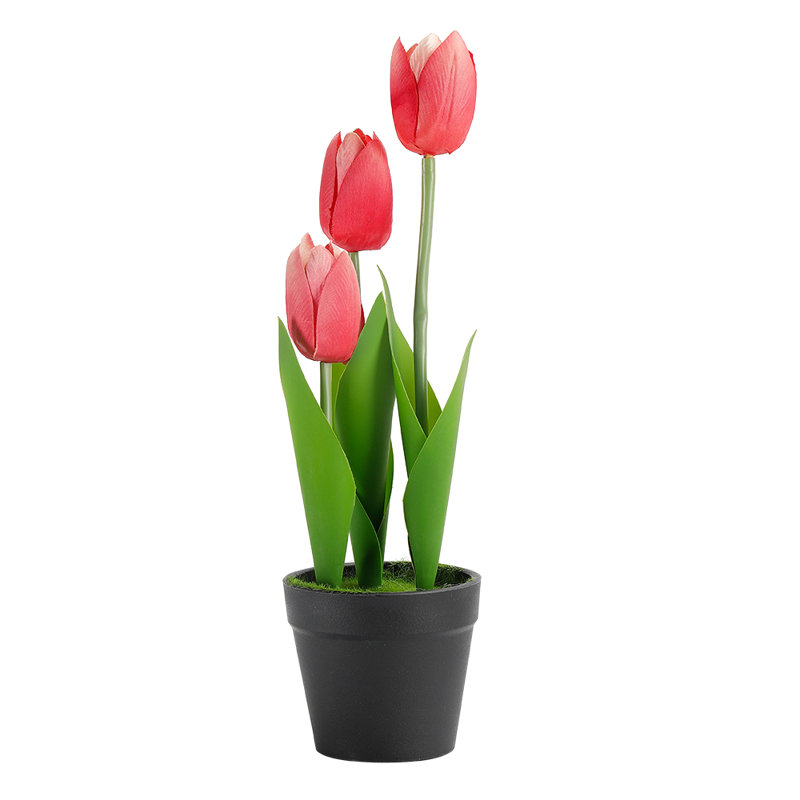 Plante artificielle en pot tulipe, Rose
