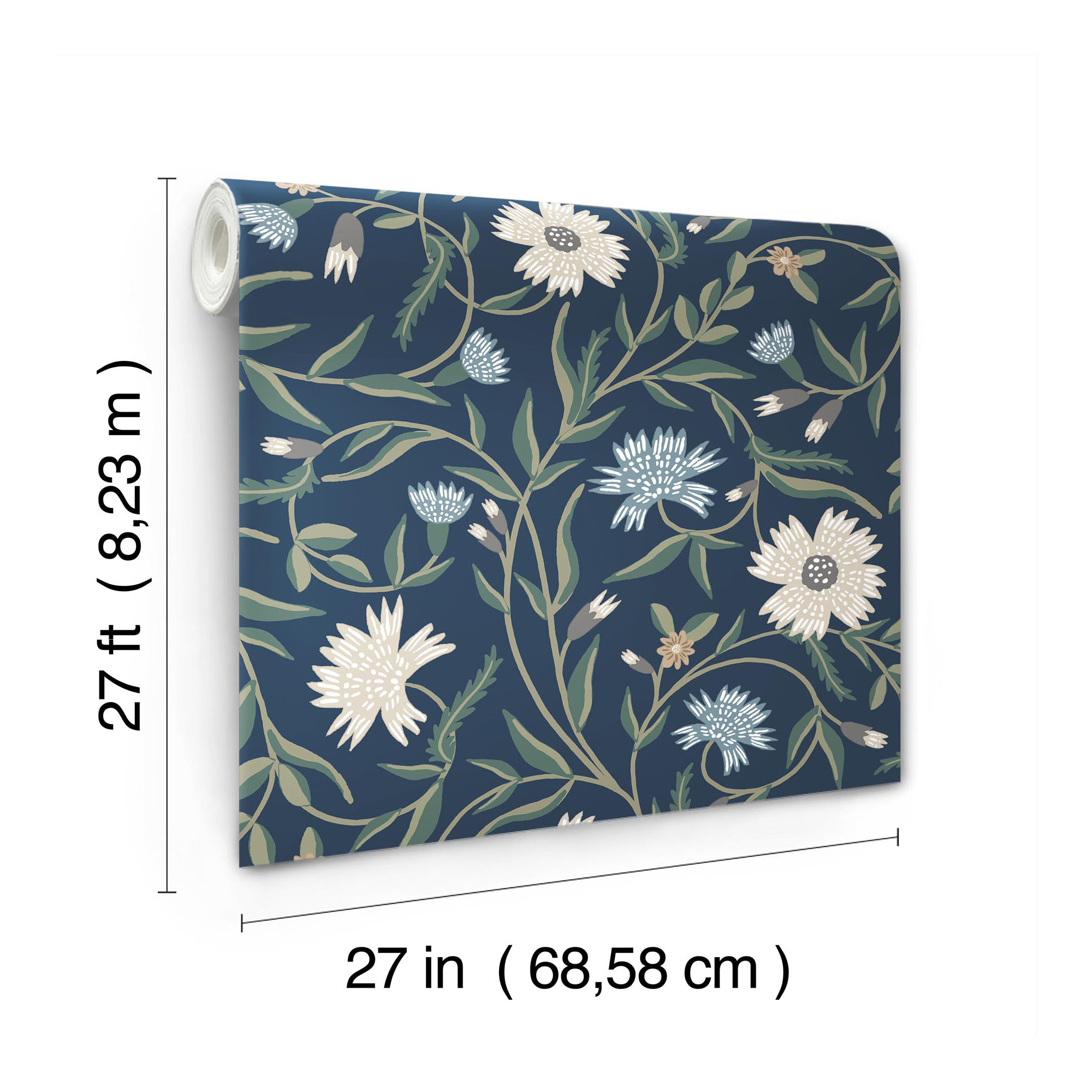 Aster Wallpaper, Navy