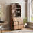 71" Tall Arched Bookshelf with 3 Drawers, Camel-1273384774