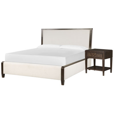Garofalo Queen Upholstered Panel Bed With Open Nightstand