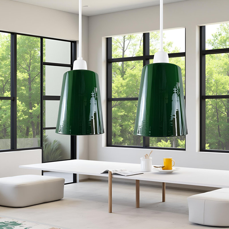 13 cm H Bell Lamp Shade, Green 2 Pack