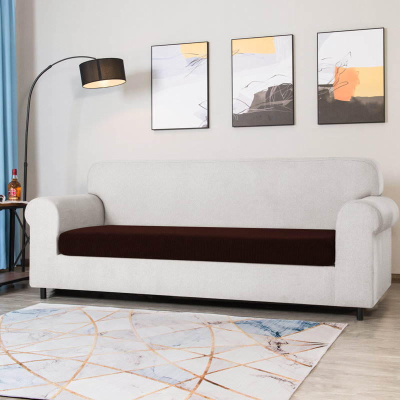 Box Cushion Sofa Slipcover, Chocolate