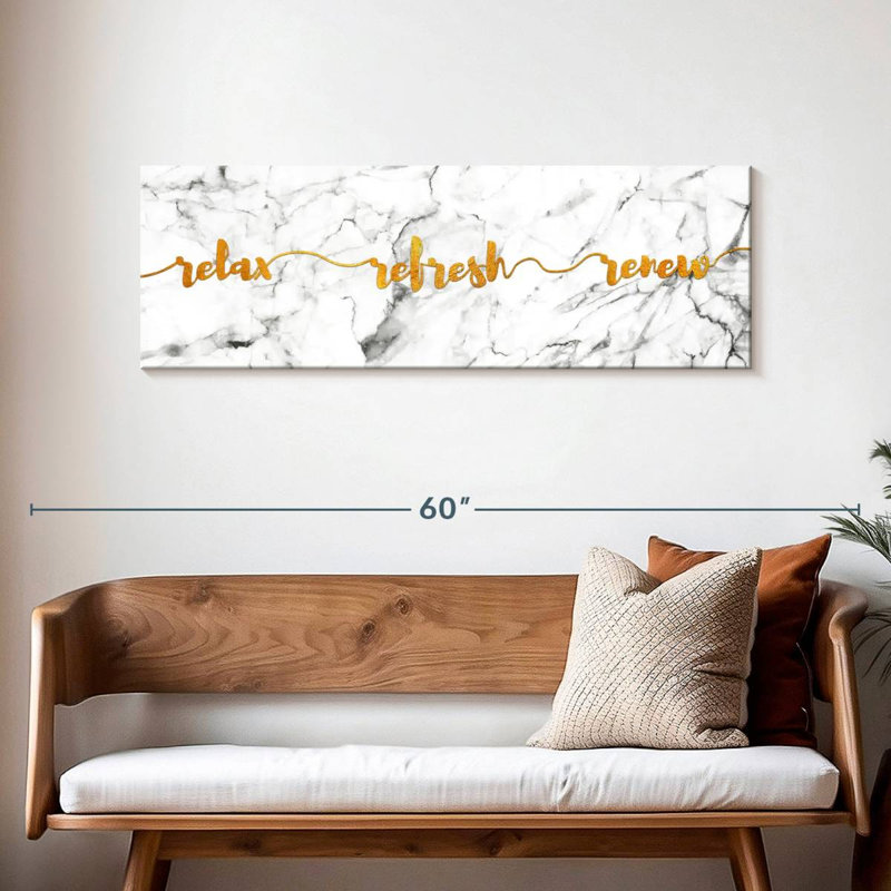 " Relax Refresh Renew Typography " Print, 16" H x 48" W x 1.25" D