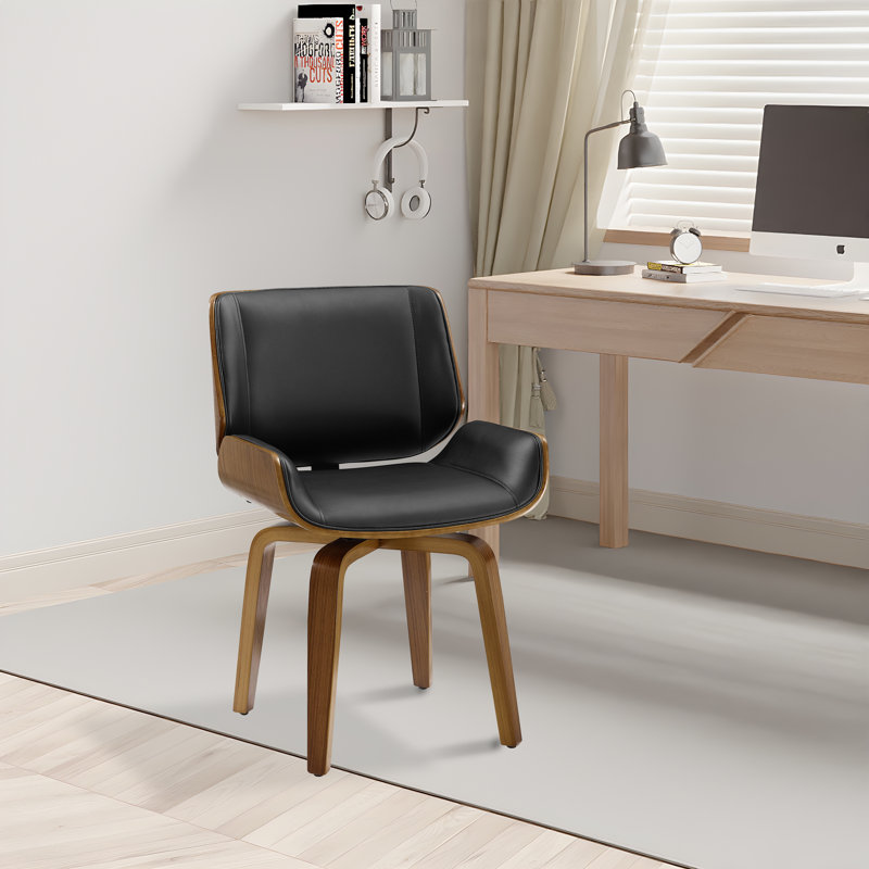 Rewan Faux Leather Swivel Desk Chair, Black
