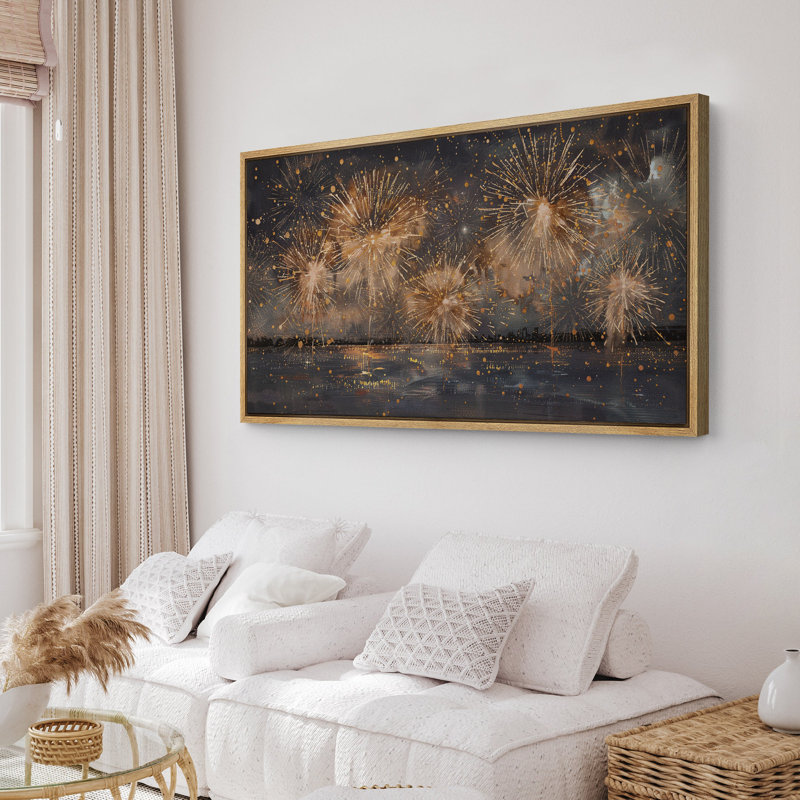 Feux d'artifice horizontal, art mural encadré, impression de feu d'artifice du 4 juillet ou du Nouvel An, H 30 po x l 60 po