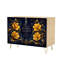 Buffet Buffet avec rangement Citation inspirante florale dorée bleu foncé avec 2 portes pour le salon et la cuisine