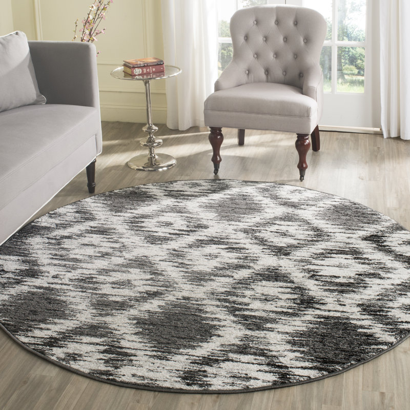 Tapis ivoire / gris anthracite Bethlyn, Rond 6 pi