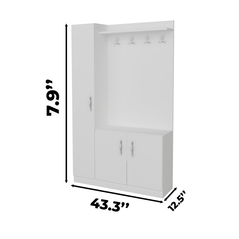 Hall Tree With 3 Cabinets