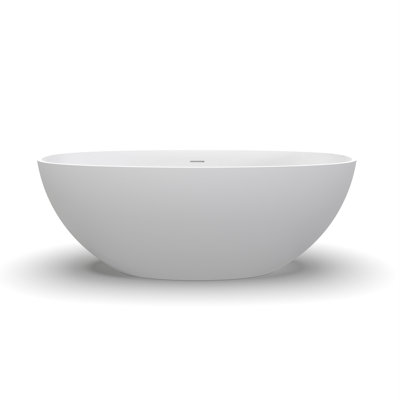 61-Inch Matte White Artificial Stone Solid Surface Material Oval Freestanding Bathroom Tub