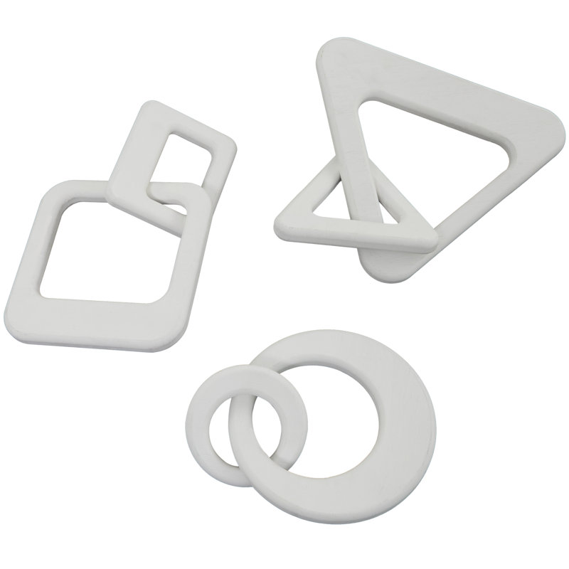 White Wood Geometric Sculptures Set of 3