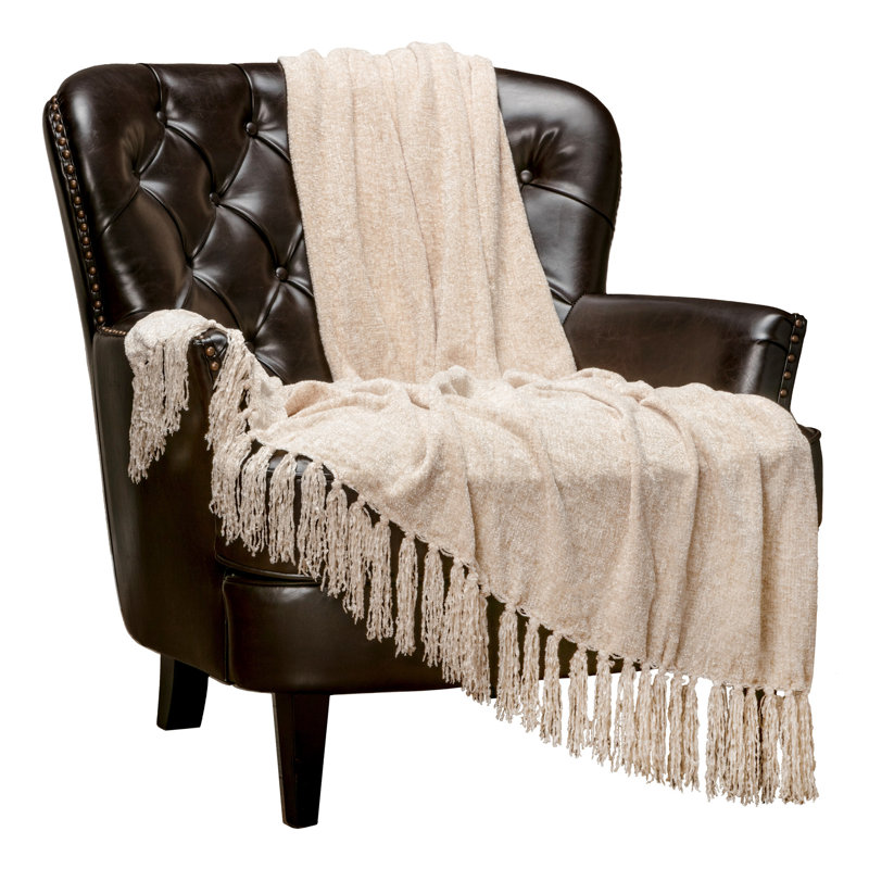  Couverture en chenille veloutée, Crème