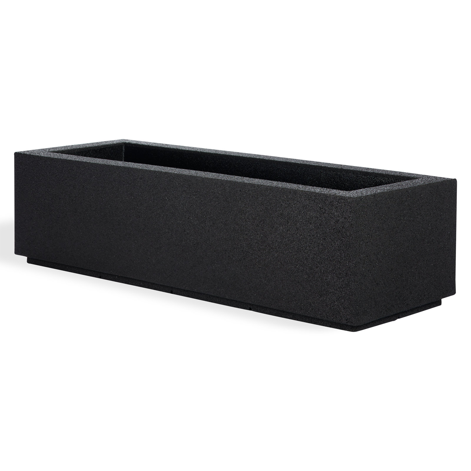 Gita Tall Lightweight Outdoor Trough Planter Box, Black, 12"H x 46"W x 17"D