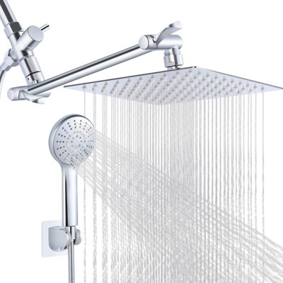 Pomme de douche double avec douchette combinée, pomme de douche à pluie haute pression 8 pouces