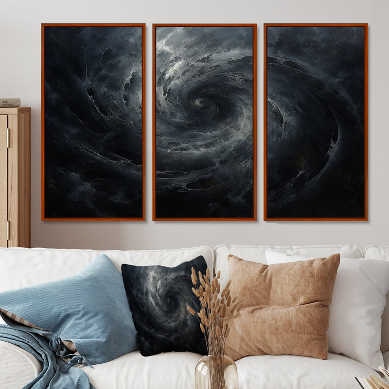 «Black Hole Quiet Quasar», ensemble d'art mural sur toile à spirales abstraites, H 40 po x l 60 po x P 1 po