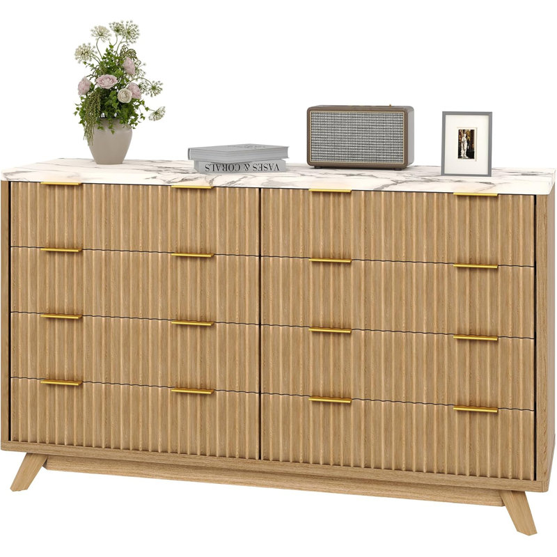 137.2 cm W Chest of 8 Drawers, Tan