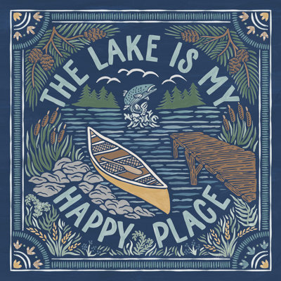 «Lakeside Days III Blue» par - impression sur toile tendue