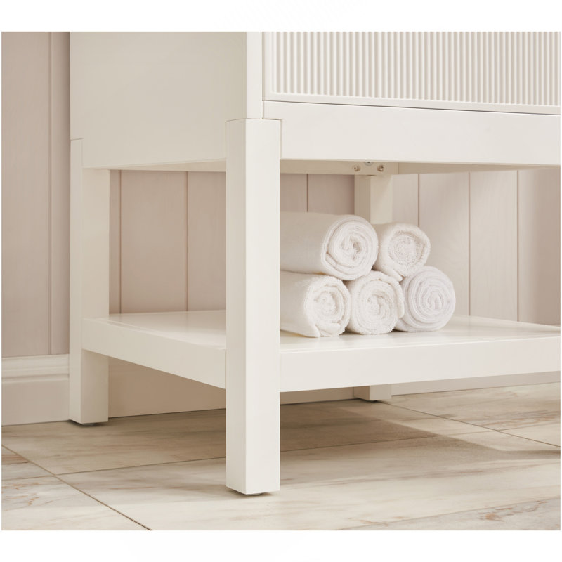 Meuble-lavabo en bois pré-assemblé 20 po avec tablette réglable - blanc, Blanc
