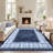Modern Plaid Machine Washable Rug with Non-Slip Backing, Foldable Low Pile Floor Cover, Contemporary Bordered Indoor Mat for Bedroom, Living Room-800651052