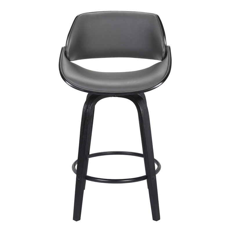 Farrish Swivel Upholstered Counter Stool, Black, Counter Stool (66cm Seat Height)