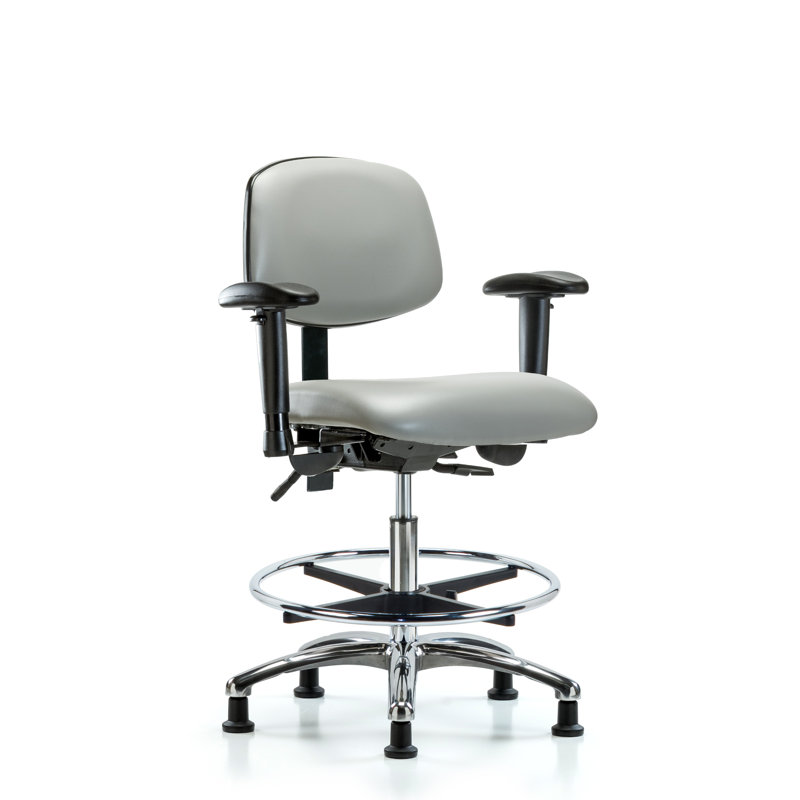 Aliya Vinyl Drafting Chair, Dove, Glides, Included