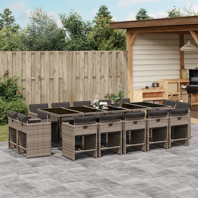  Ensemble de 14 chaises de patio, Gris, Gris foncé