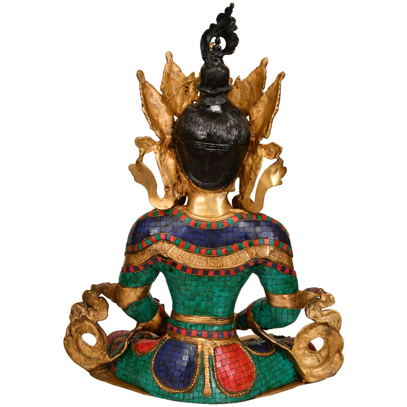 27" Large Amitabha Buddha Brass Sculpture - Handcrafted Tibetan Buddhist Deity Meditation Statue Home Decor Art