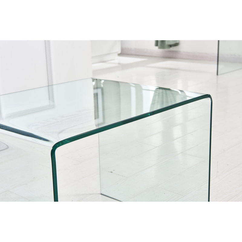 Clear Bent Glass Desk - And Functional Multi-Purpose For Different Activities Spaces