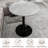 27.6" Round Marble-Effect Coffee Table with Light Gray Textured Top and Black Base-766850452