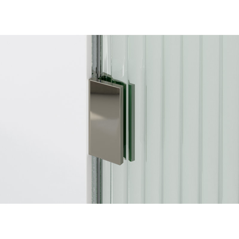 Aurora 32 in. x 78 in. Fully Frameless Fluted Radius Single Fixed Shower Panel, Polished Nickel, Left Opening