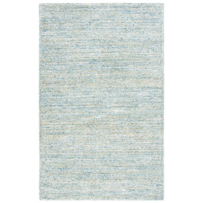 Tapis bleu clair en laine / coton touffeté à la main Moniz