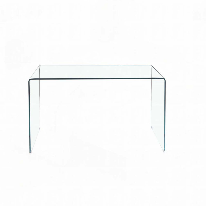 Console en verre, console en verre trempé transparent avec bords arrondis