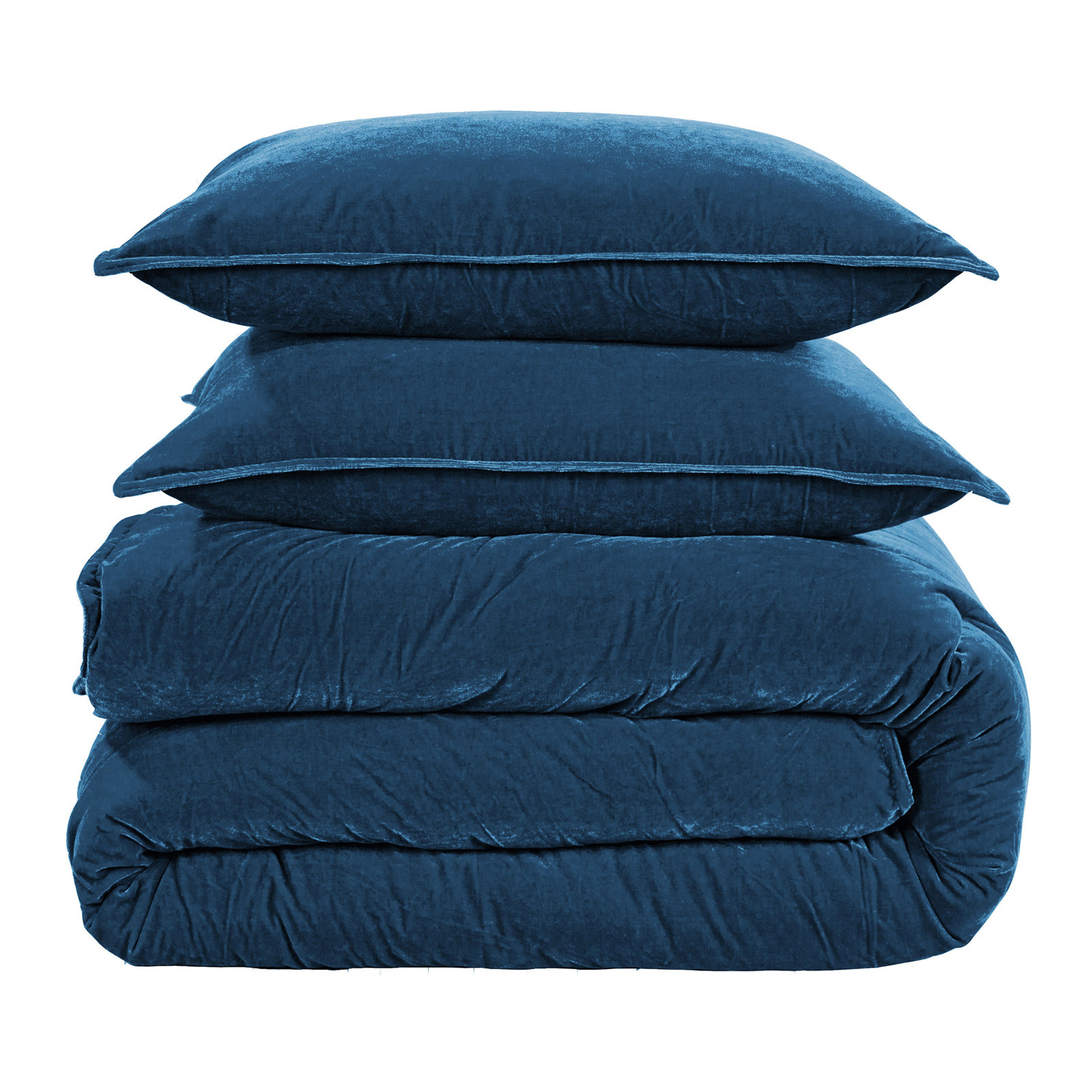 Estelle Velvet Comforter Set, Queen Comforter + 2 Standard Shams, Blue