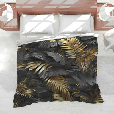 Gold Black Palm Leaves Comforter