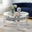 Table basse ronde ronde + ensemble de 2 tables de bout cylindriques en miroir