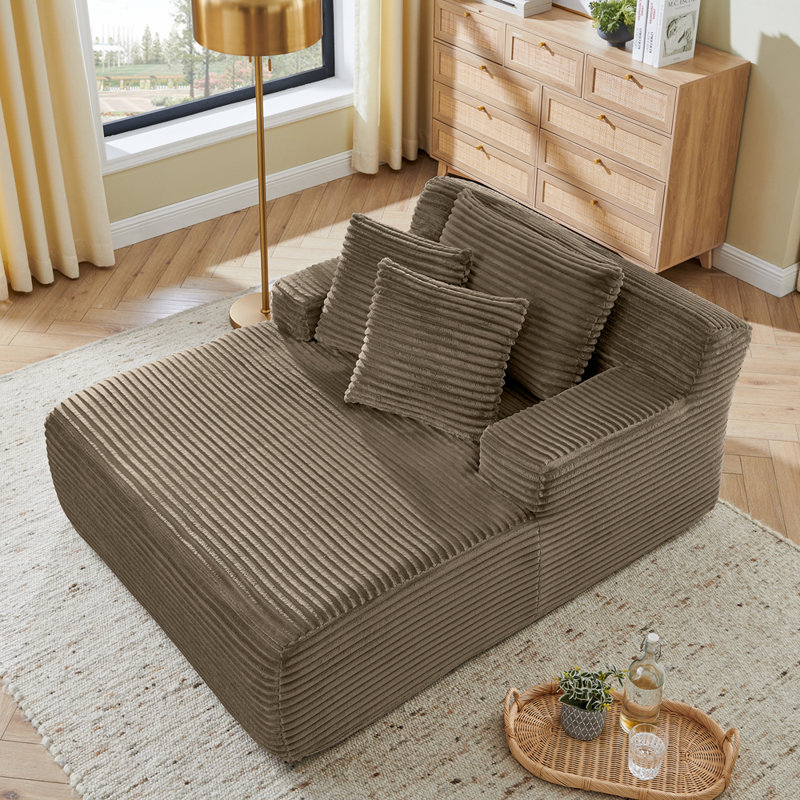Méridienne simple en velours Boneless Fluffy, Brun